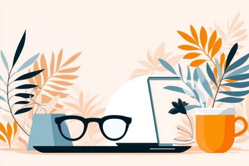 Aufkleber - A flat design of a laptop screen with a video call interface, symbolizing a virtual job interview