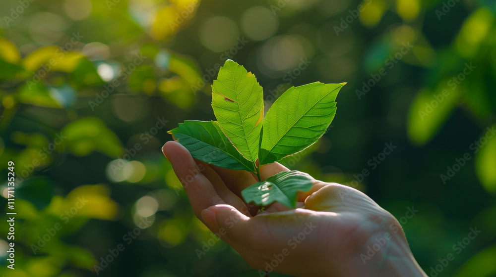 Stock-Illustration „Reduce CO2 emission concept. A hand holds a green ...