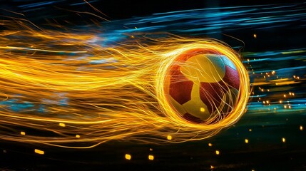 Wall Mural - soccer ball on fire