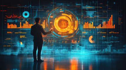 Businessman Calculating Financial Data for Investment Growth and Economic Analysis of Digital