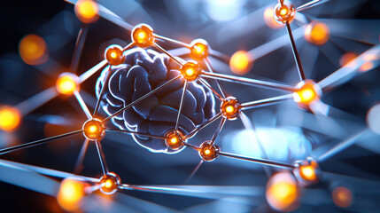 Aufkleber - abstract AI brain composed of glowing interconnected nodes, symbolizing advanced technology and neural networks. This represents innovation and future of artificial intelligence