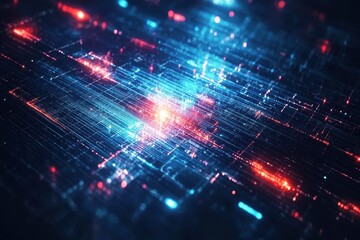 Wall Mural - abstract digital background with glowing lines and particles, futuristic technology concept, high-te