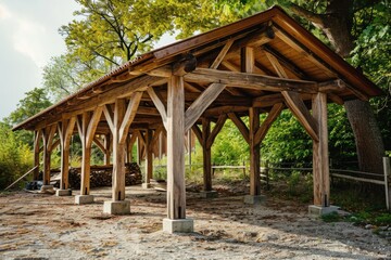 Wooden Carport Roof Construction: Detailed Woodwork Design and Structure