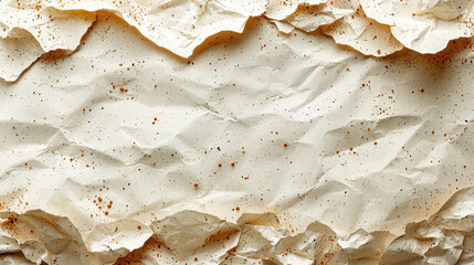 Poster - Crumpled textured paper background with speckles and natural tones, ideal for eco friendly designs and creative projects