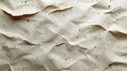 Poster - Crumpled textured paper with speckles and natural grain pattern, ideal for eco friendly designs and backgrounds. Perfect for artistic and creative projects