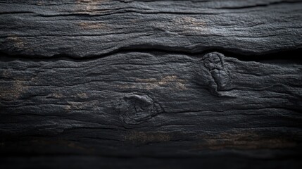 Poster - A close-up of dark, textured wood, showcasing its natural grain and weathered appearance.