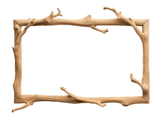 weathered wood frame craft made of twig branch, art picture frame, cutout png