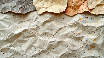 Aufkleber - Crumpled textured paper in various colors, showcasing natural fibers and speckles. Ideal for backgrounds, crafts, or artistic projects