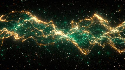 Wall Mural - Vibrant cosmic waves in a starry universe
