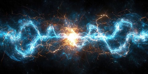 Wall Mural - Dynamic cosmic energy waves in a vibrant galaxy