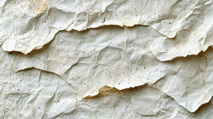 Fototapete - Crumpled textured paper background with natural fibers and speckles, ideal for eco friendly designs and crafts. Perfect for artistic projects and recycled paper themes