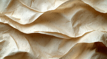 Fototapete - Textured beige paper with natural fibers, showcasing wavy and crumpled appearance. Ideal for backgrounds or eco friendly designs, this paper adds unique touch to any project