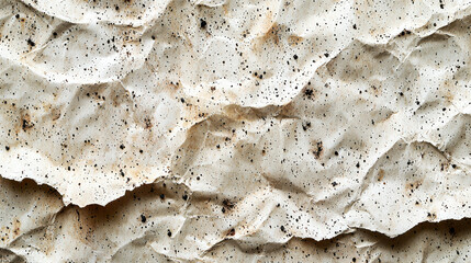 Fototapete - Crumpled textured paper with speckles and natural grain pattern. Ideal for backgrounds or artistic projects, showcasing eco friendly aesthetic