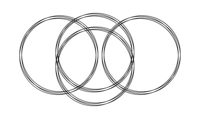 Scribble circle continuous single line drawing. Vector round sketch hand drawn scribble shape minimalist