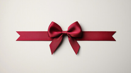 Poster - minimalist 3D illustration of red satin ribbon and bow, perfect for gift wrapping or decoration. elegant design adds touch of sophistication to any occasion