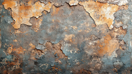 Poster - Vintage grunge texture wall with peeling paint and weathered surface, showcasing mix of earthy tones and rough textures, perfect for interior decoration