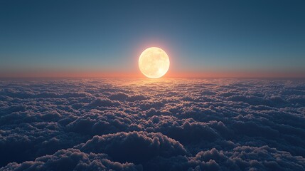 Wall Mural - Majestic Moonrise Above a Sea of Clouds