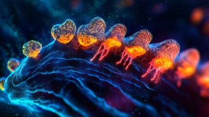 Wall Mural - explore the stunning intricacies of cellular structures. vibrant colors and detailed textures create