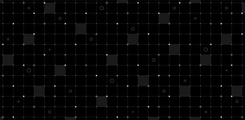 Wall Mural - VR HUD futuristic grid interface with line and dot patterns. Spaceship digital UI mesh. Sci fi dashboard design template in black and white. Hi tech GUI visor or FUI display background