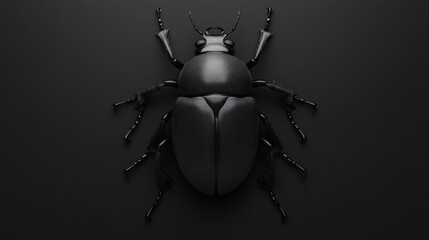 Poster - A detailed, stylized image of a black beetle on a dark background.