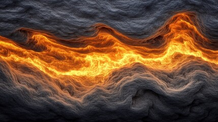 Poster - A digital rendering of fiery waves amidst dark, textured clouds.