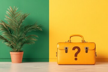 Poster - A clean and modern depiction of a question mark and briefcase, symbolizing job interviews, in a minimalist style