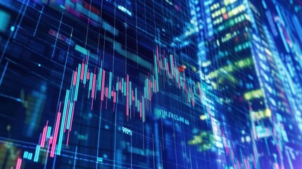 Leinwandbilder - A digital representation of stock market trends with vibrant data visualizations.