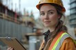 © Woodyphoto - Female construction engineer at work urban construction site professional portrait industrial environment empowerment concept
