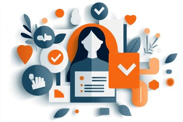 Poster - A flat design of a clipboard with a resume icon and a checkmark, set against a plain white background