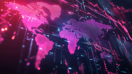 Poster - A dynamic financial abstract background with flowing data streams, neon accents, and a holographic effect representing global trade and innovation.