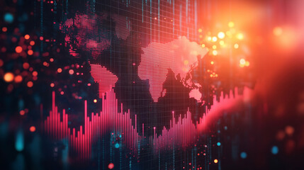 Leinwandbilder - Flowing data streams and neon holographic effects create a dynamic financial background for modern business and tech presentations.
