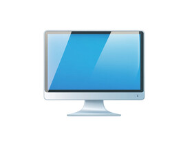 Blue 3D computer monitor icon with a modern and sleek design, ideal for representing technology, digital work, or display concepts. Isolated on transparent background, png