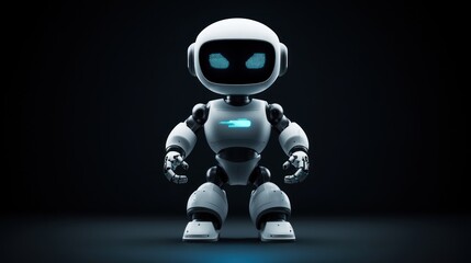 Aufkleber - A futuristic robot with a sleek design and glowing features, standing against a dark background.