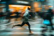 © Michael - A person dashes through a crowded street leaving a trail of blurred motion.