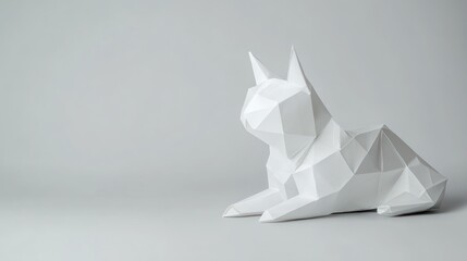 Poster - A geometric white sculpture of a dog, showcasing modern design and artistic simplicity.