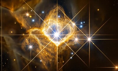 Wall Mural - A stunning image of a nebula showcasing cosmic dust and bright stars in deep space.
