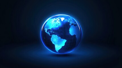 Poster - A glowing blue globe representing Earth with a dark background, symbolizing global connectivity.