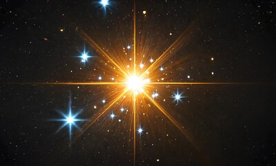 Wall Mural - A bright star shines amidst a field of distant stars in a cosmic scene.