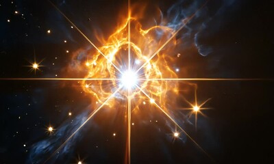 Wall Mural - A stunning cosmic explosion showcasing vibrant colors and distant stars in the universe.