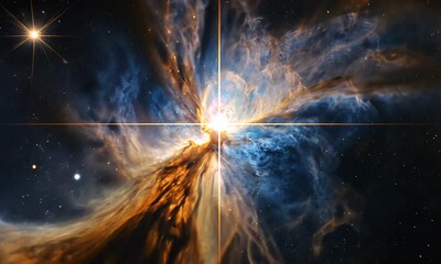 Wall Mural - Stunning cosmic scene showcasing a nebula with bright stars and intricate gas formations.