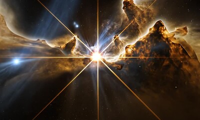 Wall Mural - A stunning cosmic image showcasing nebulae and star formation in deep space.