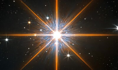 Wall Mural - A stunning cosmic image showcasing a bright star surrounded by distant galaxies.
