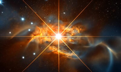 Wall Mural - A vibrant cosmic scene showcasing stars and a nebula in the depths of space.