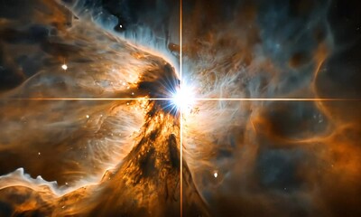 Wall Mural - A stunning view of a nebula showcasing vibrant colors and star formation in space.