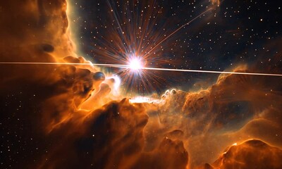 Wall Mural - A stunning cosmic image showcasing a star-forming region filled with vibrant colors and stars.