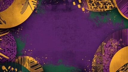 Wall Mural - black history month abstract background. featuring rich purples, golds, and greens. highlighting her