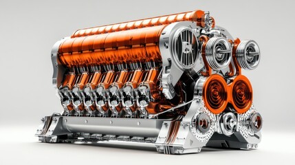 Poster - A highly detailed and stylized engine model showcasing intricate design and mechanics.