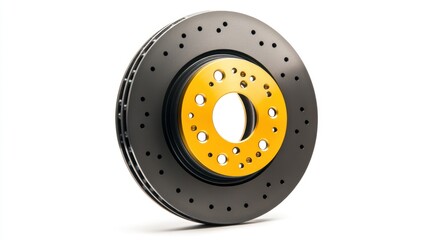 Poster - A high-performance brake rotor with a yellow accent, designed for automotive applications.