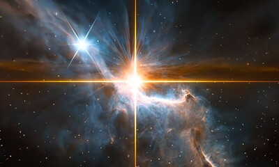 Wall Mural - A stunning cosmic image showcasing a star formation amidst colorful nebulae and stardust.
