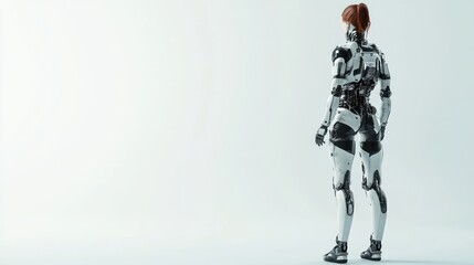 Aufkleber - A humanoid robot stands in profile against a minimalist background, showcasing advanced design.
